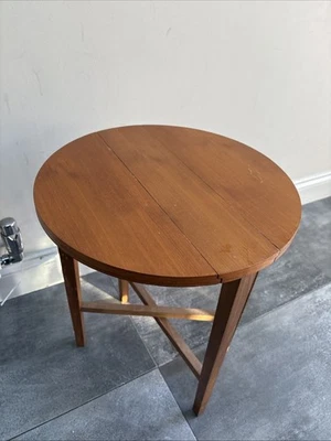 Vintage Poul Hundevad Small Teak Round Side Table Folding Danish 1960s  - Image 1 of 4