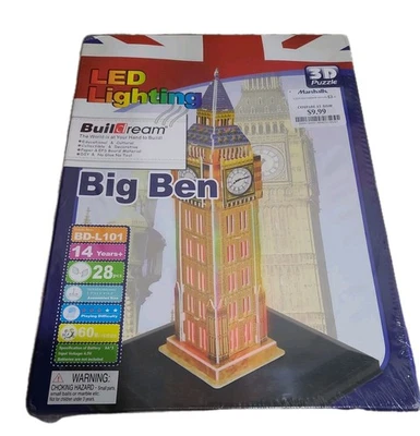 SEALED New Buildream 3D Puzzle Big Ben LED Lighting 28 pcs, Collectible! - Image 1 of 2