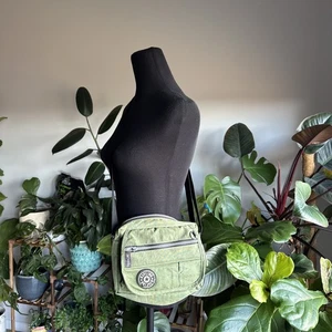 Vintage KIPLING Crossbody Bag Multiple Pockets Green Adjustable Strap - Bild 1 von 14