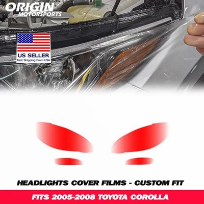 PreCut Headlights Clear Covers Bra Film Kit PPF Fits 2005-2008 COROLLA - Image 1 of 4