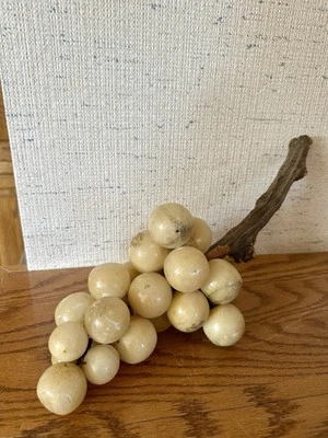 Alabaster Marble Grape Cluster Wood Stem 15’’ Italian  Grapes Vtg MCM - Image 1 of 4