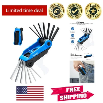 Juego de llaves Allen plegables de 14 piezas - llaves hexagonales métricas y SAE para reparaciones en el hogar y la bicicleta Foto 1 de 4