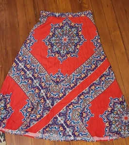 Medium * Red Maxi Rayon * Valerie Stevens Skirt - Picture 1 of 5