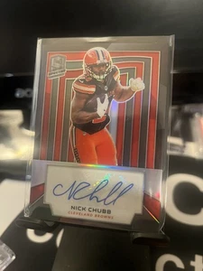 2019 Panini Spectra - Signatures Nick Chubb #S-NC Grey Red 11/99 Browns Texans - Picture 1 of 3