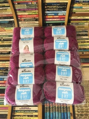 Panda Magnum Soft 80gm 153m 8ply Acrylic 6827 Cerise x 10 Balls New - image 1 of 3