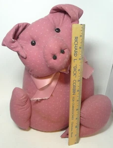 Mauve Fabric Stuffed Pig Door Stop Heavy Hand Made 14" Tall - Picture 1 of 3