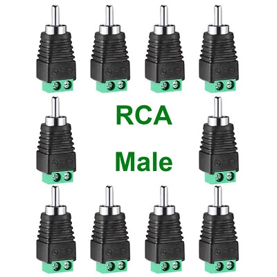 100pcs Phono RCA Male Plug To AV Screw Terminal Solderless Connector CCTV Video - Image 1 of 4