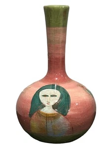 Polia Pillin Art Pottery Vase Woman Bird Tree Rare Signed 6" Tall Stunning Piece - Picture 1 of 20
