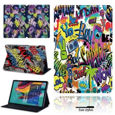For Samsung Galaxy Tab A8/A9/A9+/A11/A11+  -PU Leather Stand Cover Case Graffiti - Image 1 of 4