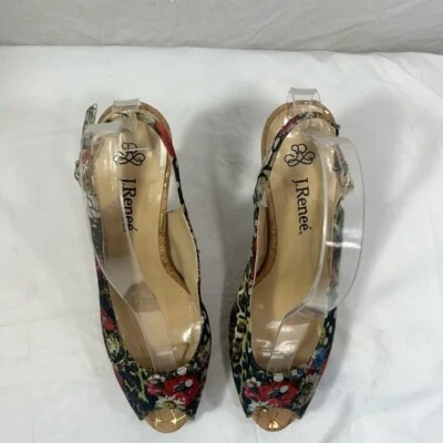 J. Renee Tizzy Tacones Florales Talla 7 Estampado Floral Serpiente Estampado Animal Verano Foto 1 de 4