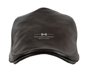 New Design Dark Brown Men Leather Ivy Cap Napa Golf Bunnet Newsboy Flat Gatsby - Picture 1 of 5
