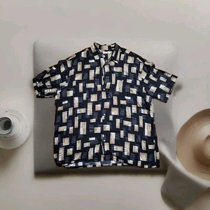 Vintage Hollis River Abstract Geometric Pattern 2XLT SS Shirt Button-Up 56"x34" - Picture 1 of 9
