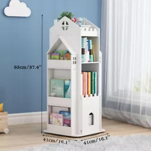 360° Rotating 3 Tier Bookcase Children Kids Book Shelf Rack Storage Bookshelf UK - Picture 1 of 8