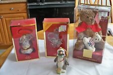 4 Lenox Christmas Annual Ornaments; shooting star, trinket box, bear, penguin