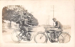 1915? RPPC Man on Indian Motorcycle Double Exposure Photo Valley Forge Park PA - Picture 1 of 2