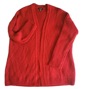 Jones New York Sweater Womens Size XL Red Long Sleeve V Neck Cardigan Cableknit - Picture 1 of 9