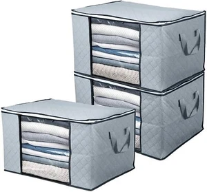 3/6PCS Underbed Clothes Storage Bags Ziped Organizer Wardrobe Cube Closet Boxes - Picture 1 of 7