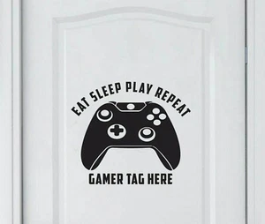 Jungen Mädchen Schlafzimmer Wandaufkleber Kunst Gaming Gamer Abziehbild Essen Schlafen Spiel Wiederholen - Bild 1 von 6