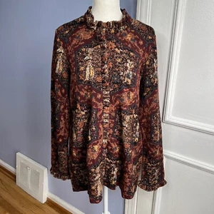Peruvian Connection Sultan Garden Jacket Pima Cotton Alpaca Silk Size Large - Picture 1 of 15