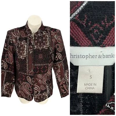 Blazer Christopher & Banks Mujer Pequeño Tapiz Cremallera Oficina Chaqueta Carrera Foto 1 de 4