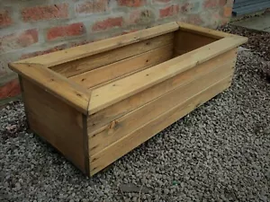 Large Wooden Garden Planter Flower Plant Pot Wood Trough Assembled Handmade - Picture 1 of 6