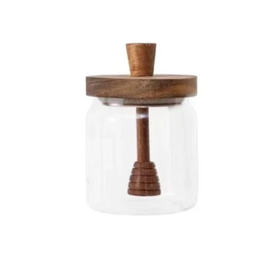 Premium Honigglas mit Holzdeckel & Dip-Stick – luftdicht, Borosilikatglas, 350ml - Bild 1 von 7
