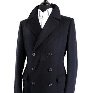 Vintage Pierre Cardin Navy Wool Polo Coat Overcoat-42-Made in USA - Picture 1 of 18