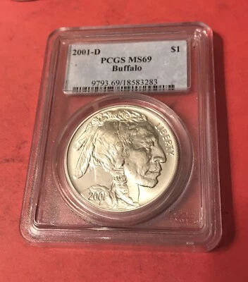 2001-D MS 69 Buffalo Commemorative Silver Dollar PCGS 999 Fine Silver - Image 1 of 4