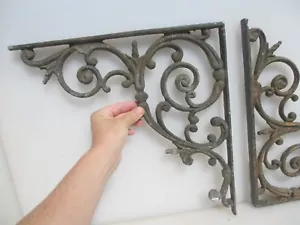 Large Vintage Aluminium Shelf Brackets Holders Shelve Shelving Rococo 16.5"D - Picture 1 of 15