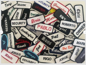 100 PARCHES CON NOMBRE BORDADOS HECHOS A MEDIDA Parche Hecho en EE. UU. Etiqueta Camisa de Trabajo Uniforme - Imagen 1 de 4