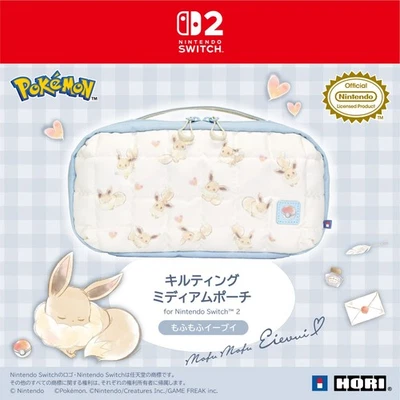 [Japan exclusive] Quilting Medium Pouch Fluffy Eevee for Nintendo Switch NEW - Image 1 of 4