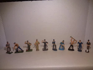 VINTAGE EIRE/AUTHENTICAST METAL LEAD RR./CITY LARGE 10 PC WORK CREW. - Picture 1 of 8