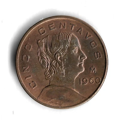 Moneda Mundial 5 Cinco Centavos México 1960 - KM# 426 Foto 1 de 2