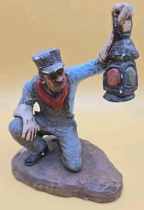 Michael Garman Statue Vintage 1991 Train Brakeman Hand Painted Figure 7 in - Picture 1 of 8