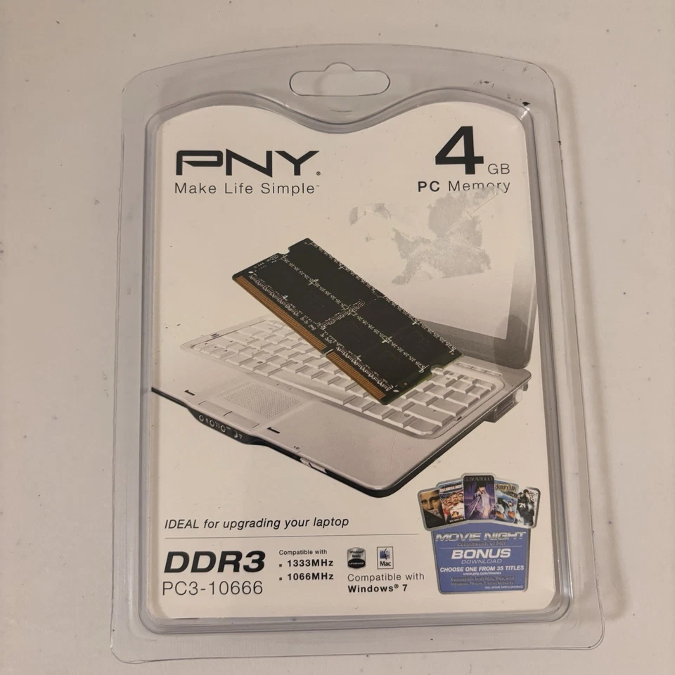 NEW PNY 4GB SO-DIMM 1333 MHz PC3-10666 DDR3 Laptop Memory (MN4096SD3-1333) - Image 1 of 4