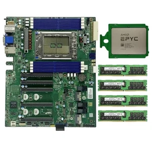 TYAN S8030 ATX Motherboard + AMD EPYC 7532 CPU + 4x Samsung 32GB 3200MHz RAM - Afbeelding 1 van 4