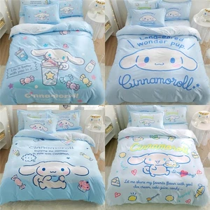 Cartoon Cinnamoroll Cover Bed Sheet Pillowcase Bedding Cotton Flat/Fitted Sheet - Picture 1 of 22