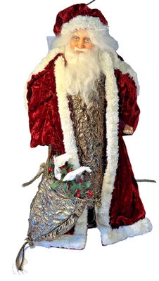Muñeca de Papá Noel de Navidad victoriana Franklin Mint de colección 21" difícil de encontrar palomas y soporte Foto 1 de 4