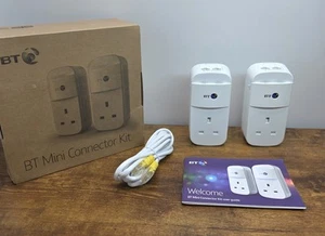 BT Mini Connector Kit V2 Powerline Adapters Plug Twin Pack Boxed Complete  - Afbeelding 1 van 9