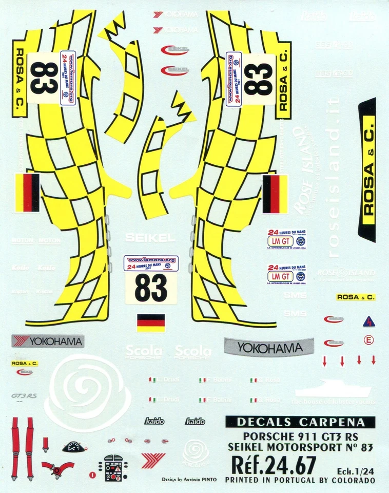 PORCHE 996 GT3 N° 83 LE MANS 2001 SEIKEL MOTORSPORT  DECALS CARPENA  1/24 - Immagine 1 di 1