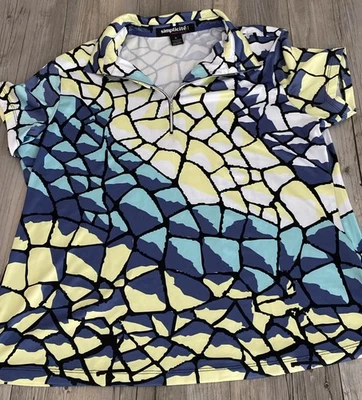 Camisa de golf Simplicite Jamie Sadock para mujer azul negro verde cuello 1/4 cremallera XL Foto 1 de 4