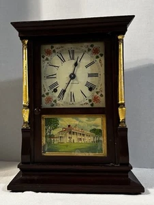 Antico orologio da pannello SETH THOMAS PILASTRO & PERGAMENA funzionante montaggio Vernon - Foto 1 di 24