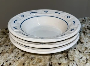 3 Longaberger gewebte Traditionen klassisch blau umrandet 6,5" Suppen-/Müslischalen - Bild 1 von 3