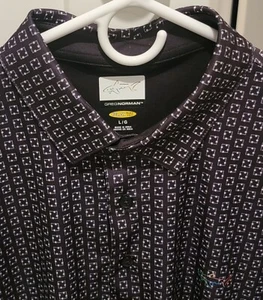 Greg Norman Short Sleeve Golf Polo Shirt Black & White Size Large - Picture 1 of 5