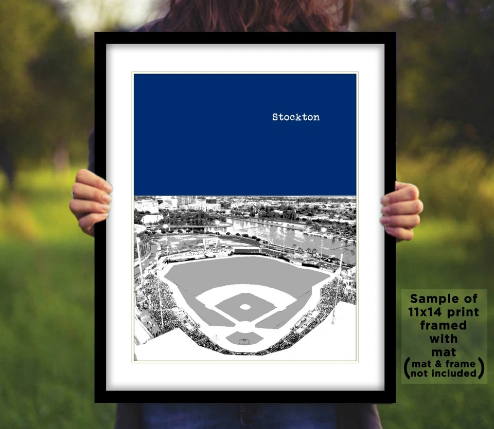 Foto Imagen STOCKTON PORTS Banner Island Ballpark Stadium Skyline 8x10 11x14 Foto 1 de 1
