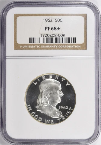 1962 Franklin Half Dollar - NGC PF-68** - Proof 68 Star Cover