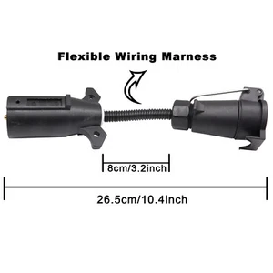 7 Way Blade to 7Pin Round Trailer Adapter Plug Socket Wiring Connector RV Cars - Picture 1 of 8