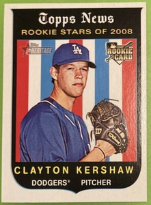 Tarjeta de novato Clayton Kershaw 2008 Topps Heritage #595 (5778) espalda negra - Imagen 1 de 2