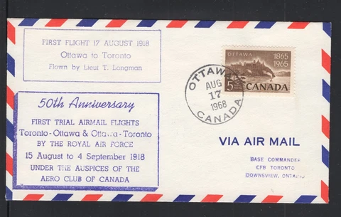 Canada 1968 50th anniversary flight cover #A-6818 Ottawa-Toronto (cover #3) Cover