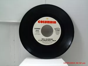 NEIL DIAMOND -(45)- WHITE LABEL DEMO - IF YOU KNOW WHAT I MEAN/MONO VERSION-1976 - Picture 1 of 3